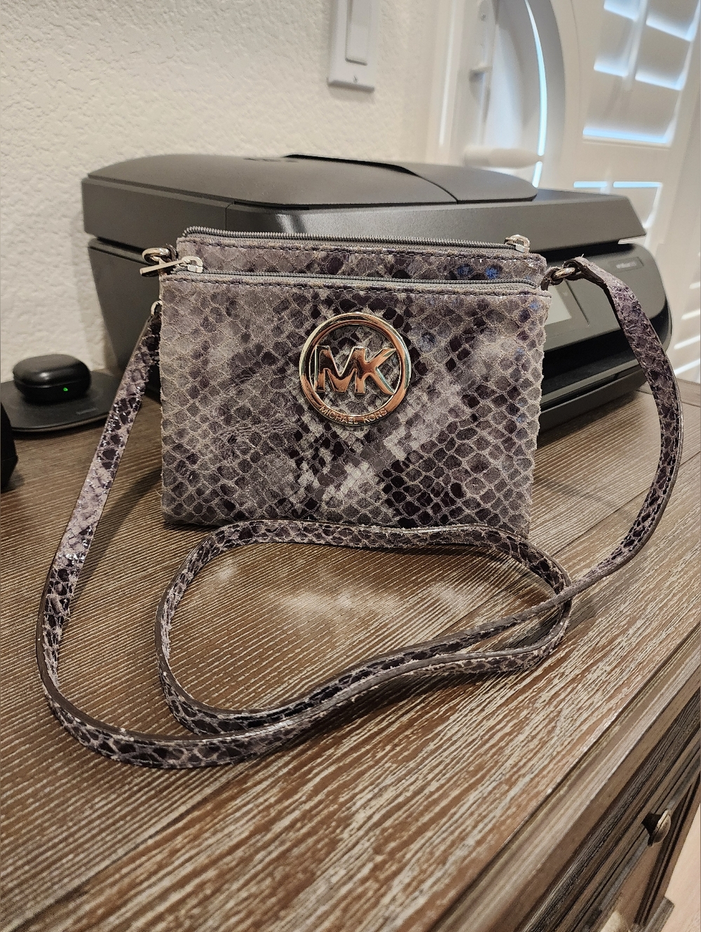 Michael Kors Snake Leather Crossbody - Gray